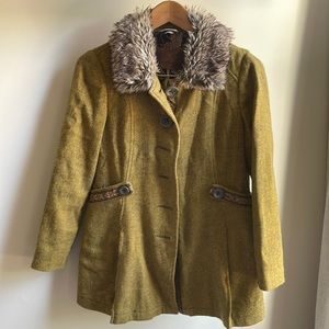 Free people chartreuse pea coat